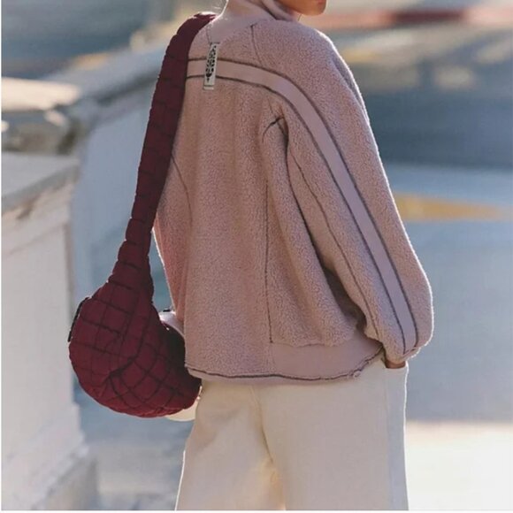 Free People Tops - Free People NWT Fleece 1/2 Zipper Pullover Sweatshirt Color Crystal Ball size L